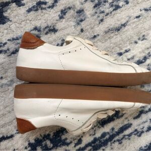 White and Brown Low-Top Sneakers